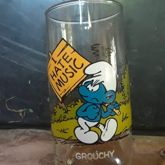 1982 Smurfs Glass.  Grouchy. - Picture 1 of 4